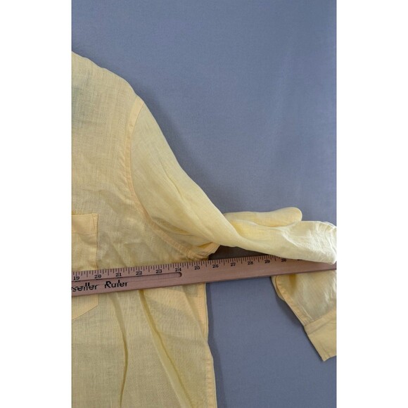 Coldwater Creek 1X Linen Shirt Women’s Button-Up Long Sleeve Blouse Yellow - Picture 3 of 10